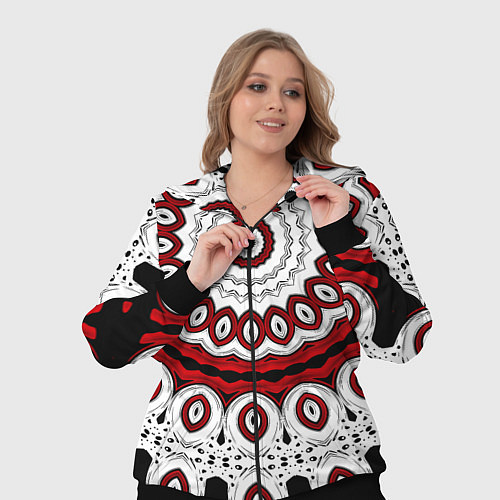 Женский костюм Красно-черный калейдоскоп мандала / 3D-Черный – фото 3