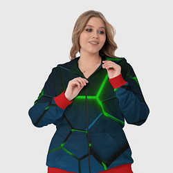Женский 3D-костюм Разлом зеленых неоновых плит - геометрия, цвет: 3D-красный — фото 2