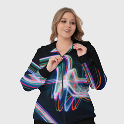 Женский 3D-костюм Абстрактные световые линии во тьме, цвет: 3D-черный — фото 2