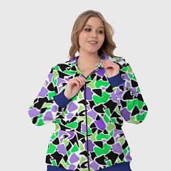 Женский 3D-костюм Зелено-фиолетовый абстрактный узор, цвет: 3D-синий — фото 2