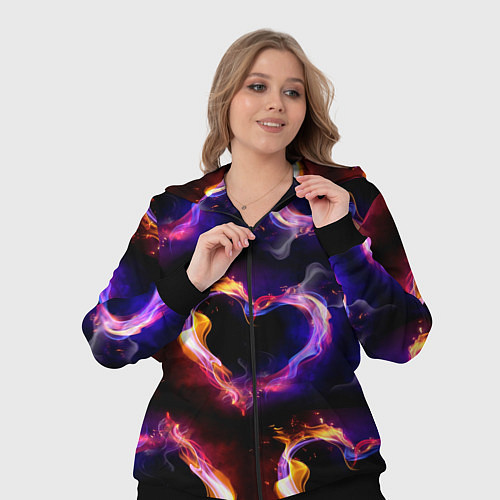 Женский костюм Пламенное сердце - паттерн / 3D-Черный – фото 3