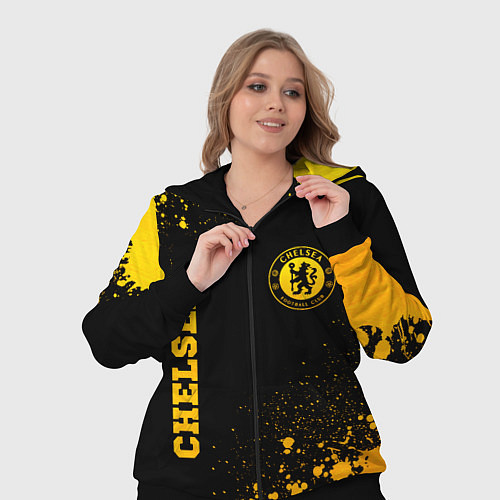 Женский костюм Chelsea - gold gradient: символ и надпись вертикал / 3D-Черный – фото 3