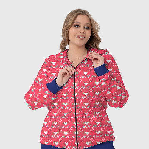 Женский костюм Сердечки и линии - абстракция / 3D-Синий – фото 3