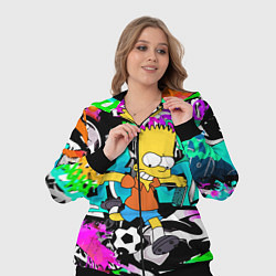 Женский 3D-костюм Барт Симпсон - центр-форвард на фоне граффити, цвет: 3D-черный — фото 2