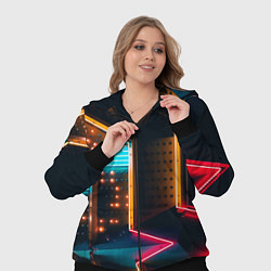 Женский 3D-костюм Неоновые огни на геометрических поверхностях, цвет: 3D-черный — фото 2