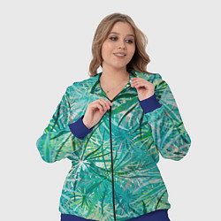 Женский 3D-костюм Тропические листья на зеленом фоне, цвет: 3D-синий — фото 2
