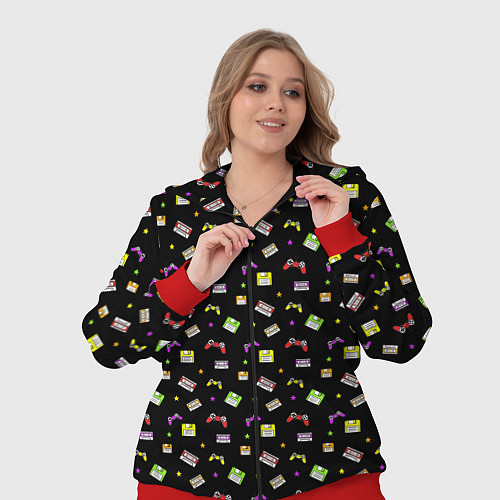 Женский костюм 90s pattern on black / 3D-Красный – фото 3