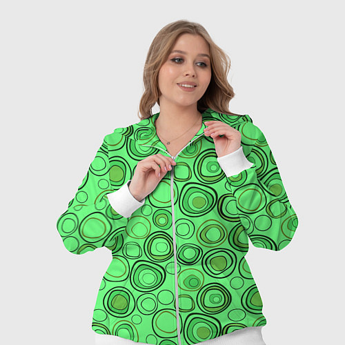 Женский костюм Ярко-зеленый неоновый абстрактный узор / 3D-Белый – фото 3