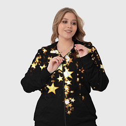 Женский 3D-костюм Золотые праздничные звезды, цвет: 3D-черный — фото 2
