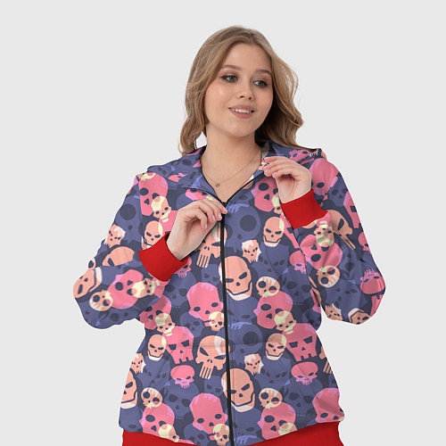 Женский костюм Черепа разной формы / 3D-Красный – фото 3