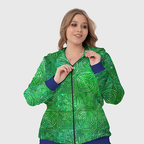 Женский костюм Узорчатый зеленый стеклоблок имитация / 3D-Синий – фото 3