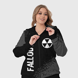 Женский 3D-костюм Fallout glitch на темном фоне: надпись, символ, цвет: 3D-черный — фото 2