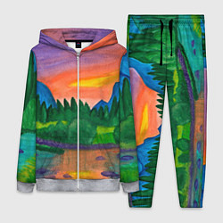 Женский 3D-костюм Закат на реке, цвет: 3D-меланж