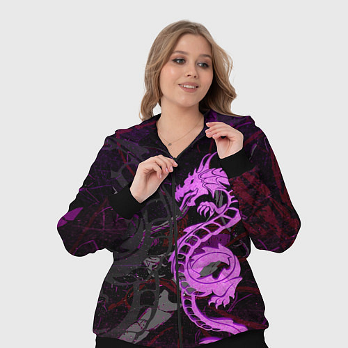 Женский костюм Неоновый дракон purple dragon / 3D-Черный – фото 3