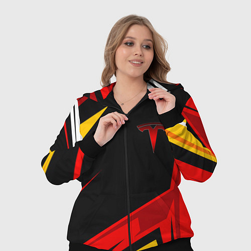 Женский костюм Тесла - Оранжевая спортивная / 3D-Черный – фото 3