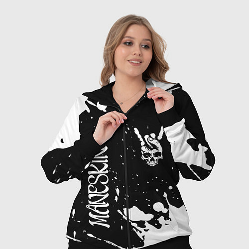 Женский костюм Maneskin и рок символ на темном фоне / 3D-Черный – фото 3