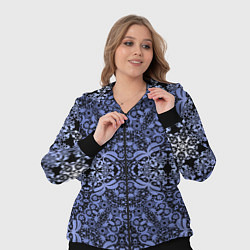 Женский 3D-костюм Ажурный модный кружевной синий узор, цвет: 3D-черный — фото 2