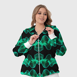 Женский 3D-костюм Зелёные абстрактные полосы фракталов, цвет: 3D-белый — фото 2