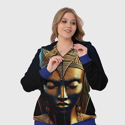 Женский костюм Нейросеть - золотая статуя египетской царицы / 3D-Синий – фото 3