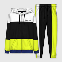Женский 3D-костюм Sport - полосатый желтый черный белый, цвет: 3D-синий