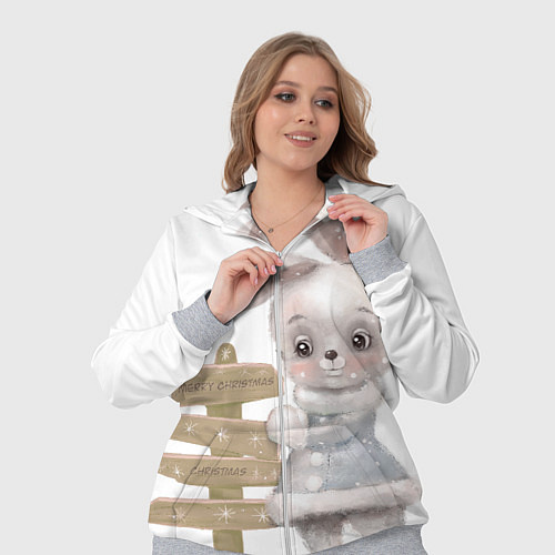 Женский костюм Рождественский Кролик с Птичкой / 3D-Меланж – фото 3