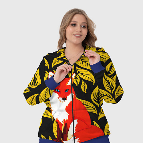 Женский костюм Лиса на фоне жёлтых листьев / 3D-Синий – фото 3