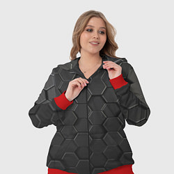 Женский 3D-костюм Abstraction hexagon grey, цвет: 3D-красный — фото 2