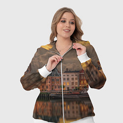 Женский 3D-костюм Мирный город на воде и тучи, цвет: 3D-белый — фото 2