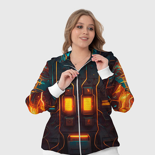 Женский костюм Паттерн в стиле киберпанк / 3D-Белый – фото 3