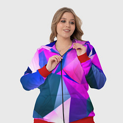 Женский 3D-костюм Neon blue polygons, цвет: 3D-красный — фото 2