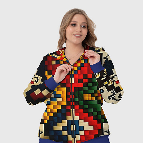 Женский костюм Русский узор крестиком / 3D-Синий – фото 3