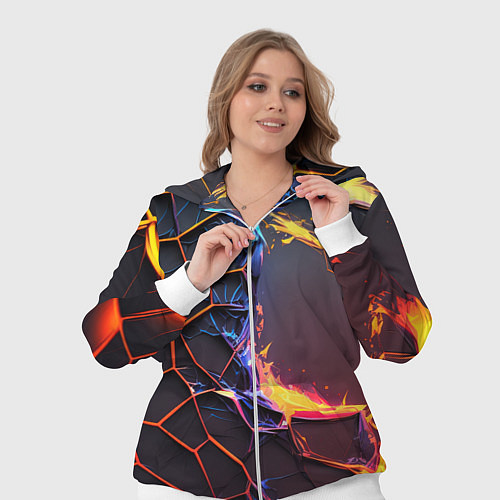 Женский костюм Подорванные неоновые плиты / 3D-Белый – фото 3