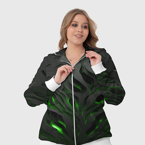 Женский костюм Объемные черные и зеленые линии / 3D-Белый – фото 3