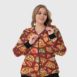 Женский 3D-костюм Кусочки пиццы ассорти - акварельный паттерн, цвет: 3D-черный — фото 2