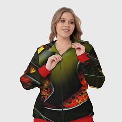 Женский 3D-костюм Зеленые объемные объекты, цвет: 3D-красный — фото 2