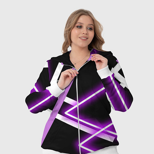 Женский костюм Фиолетовые полоски с неоном / 3D-Белый – фото 3