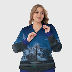 Женский 3D-костюм Ночные горы в природе и небо с нло, цвет: 3D-синий — фото 2