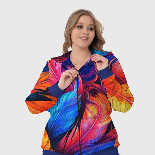 Женский костюм Экзотические перья / 3D-Синий – фото 3