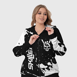 Женский 3D-костюм Skillet и рок символ на темном фоне, цвет: 3D-черный — фото 2