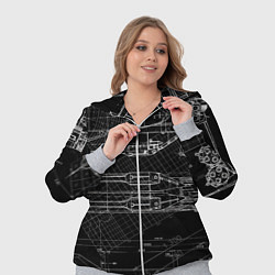 Женский 3D-костюм Чертеж ракеты на чёрном фоне, цвет: 3D-меланж — фото 2