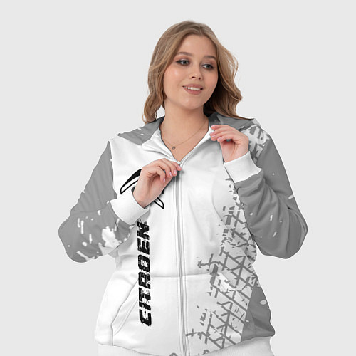 Женский костюм Citroen speed на светлом фоне со следами шин: по-в / 3D-Белый – фото 3