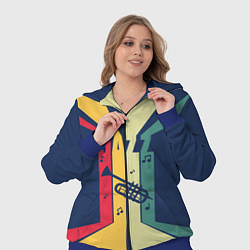 Женский 3D-костюм Труба в разноцветных полосах Jazz music, цвет: 3D-синий — фото 2