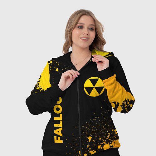 Женский костюм Fallout - gold gradient: надпись, символ / 3D-Черный – фото 3