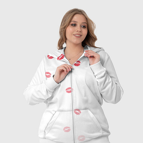 Женский костюм Следы поцелуев губы / 3D-Белый – фото 3