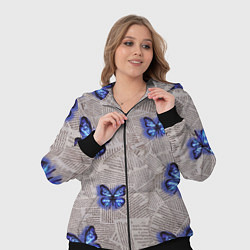 Женский 3D-костюм Газетные обрывки и синие бабочки, цвет: 3D-черный — фото 2