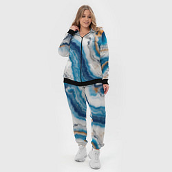 Женский 3D-костюм Узор волна голубой океанический агат, цвет: 3D-черный — фото 2