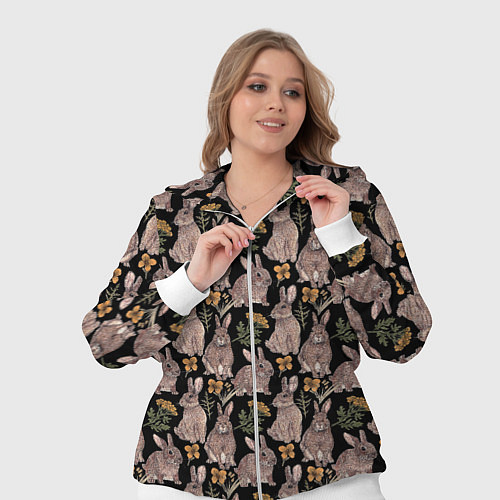 Женский костюм Зайцы и пижма / 3D-Белый – фото 3