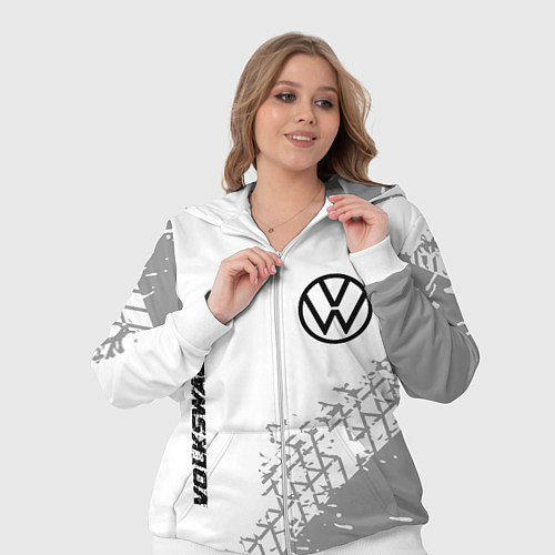 Женский костюм Volkswagen speed на светлом фоне со следами шин: н / 3D-Белый – фото 3