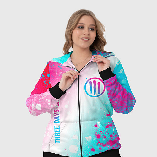Женский костюм Three Days Grace neon gradient style: надпись, сим / 3D-Черный – фото 3