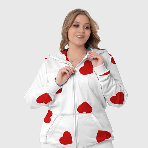 Женский костюм Красные сердечки на белом / 3D-Белый – фото 3